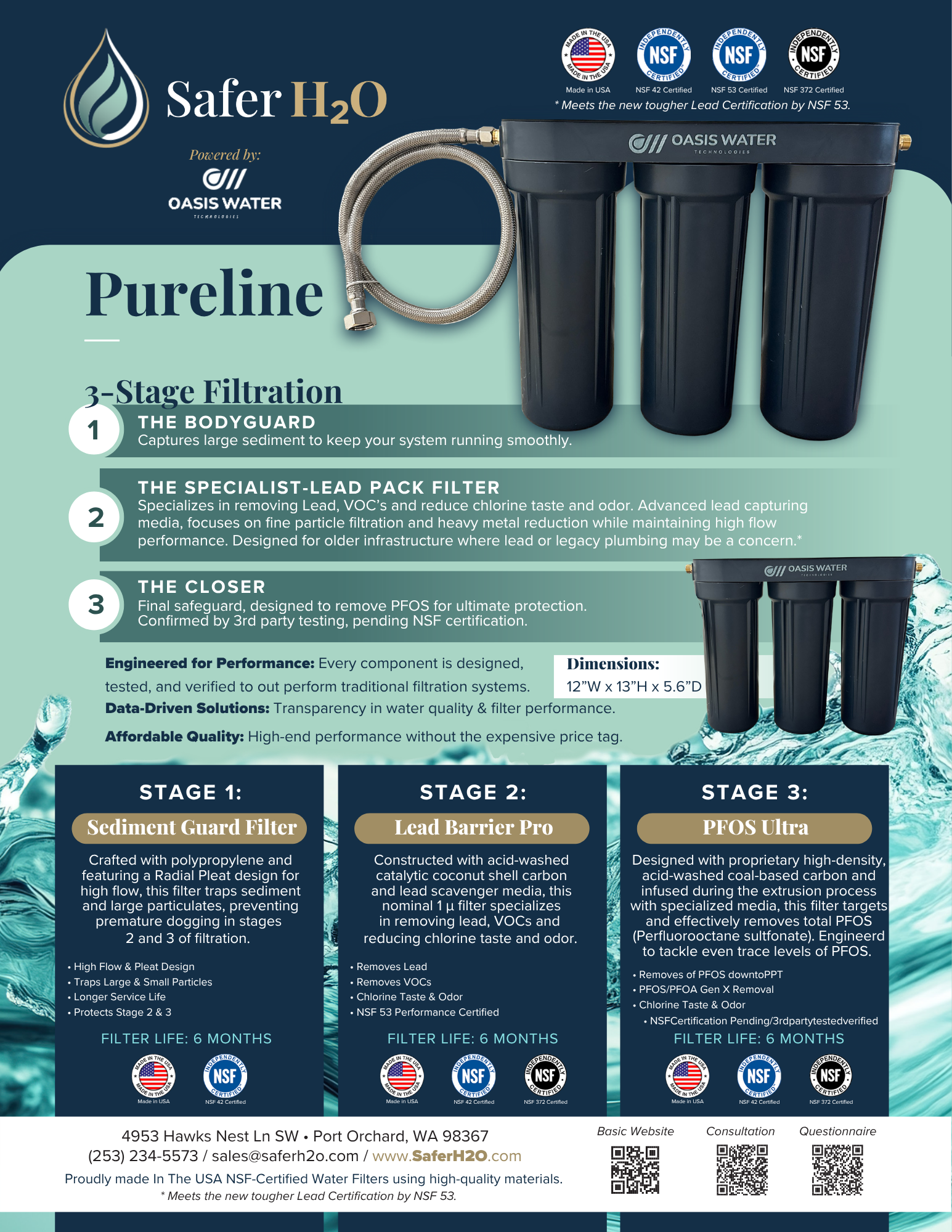 Pureline 3-Stage Under Sink Water Filtration System for Lead and PFAS - Image 2