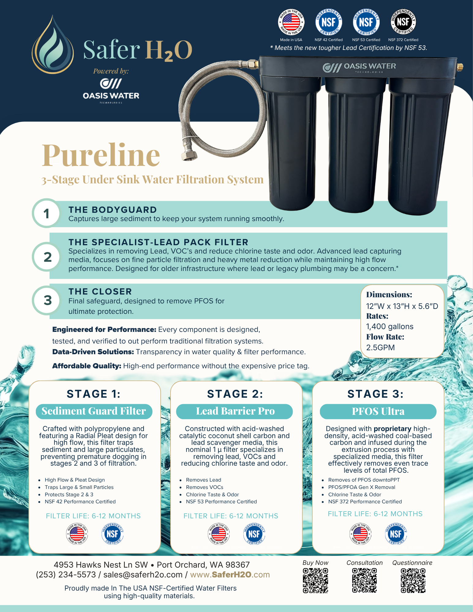 Pureline 3-Stage Under Sink Water Filtration System for Lead and PFAS - Image 2